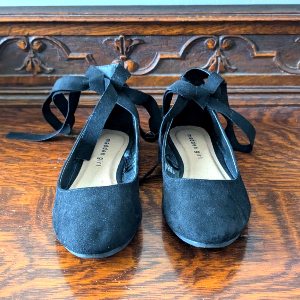 Madden Girl Faux Suede Lace Up Ballet Flats